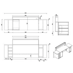 CONELLI Reception Desk2.4M - Light Walnut(Conelli Reception Desk 240cm Light Walnut) -Modern Furniture MF 24RZB021Dimensions 800
