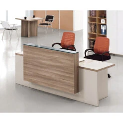 CONELLI Reception Desk2.4M - Light Walnut(Conelli Reception Desk 240cm Light Walnut) -Modern Furniture MF 24RZB021 lifestyle copy