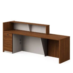 KNOX Reception Desk 180cm Left Panel - Walnut(Knox Reception Desk 1 8m Left Panel Brown) -Modern Furniture MF 27RJS063 back view 1000