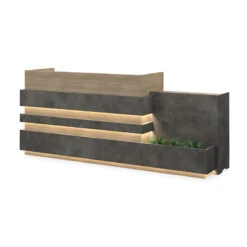 KERANReception Desk 2.44M Right Panel - Acacia & Carbon Grey Colour(Keran Reception Desk 2 44m Acacia Wood Carbon Grey) -Modern Furniture MF 27RZJ023 002MAIN 800
