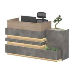 KERANReception Desk 1.8M Right Panel - Acacia & Carbon Grey Colour(Keran Reception Desk 1 8m Acacia Carbon Grey Colour)