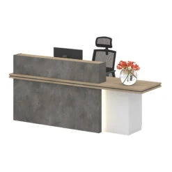 JARINReception Desk 2.4M Right Panel - Carbon Grey & White Colour(Jarin Reception Desk 2 4m Carbon Grey White Colour)