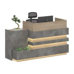 KERANReception Desk 1.8M Left Panel - Acacia & Carbon Grey Colour(Copy Of Keran Reception Desk 1 8m Right Panel Acacia Carbon Grey Colour)
