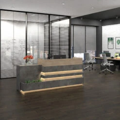 KERANReception Desk 2.44M Left Panel - Acacia & Carbon Grey Colour(Keran Reception Desk 2 44m Left Panel Acacia Carbon Grey Colour) 11 KERANReception Desk 2.44M Left Panel - Acacia & Carbon Grey Colour(Keran Reception Desk 2 44m Left Panel Acacia Carbon Grey Colour) -Modern Furniture MF 27RZJ028 002 800