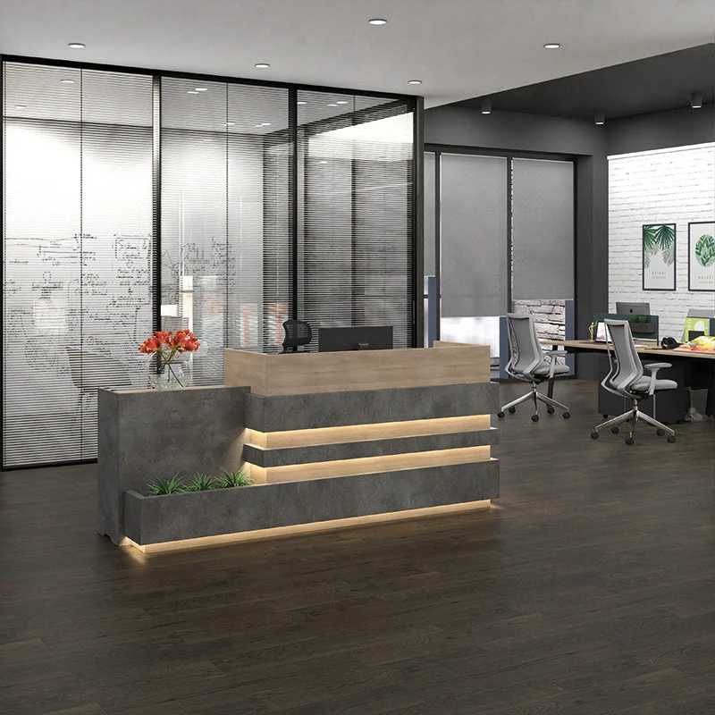 KERANReception Desk 2.44M Left Panel - Acacia & Carbon Grey Colour(Keran Reception Desk 2 44m Left Panel Acacia Carbon Grey Colour) 4 KERANReception Desk 2.44M Left Panel - Acacia & Carbon Grey Colour(Keran Reception Desk 2 44m Left Panel Acacia Carbon Grey Colour) - Image 2