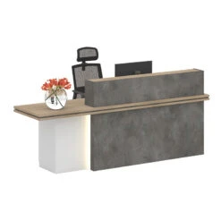 JARINReception Desk 2.4M Left Panel - Carbon Grey & White Colour(Jarin Reception Desk 2 4m Left Panel Carbon Grey White Colour)