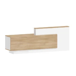 HELMER Reception Desk 2.4M Left Panel - Oak & White(Helmer Reception Desk 2 4m Left Panel White)