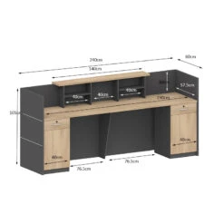 BELEN Reception Desk 2.4M - Acacia & Carbon Grey(Belen Reception Desk 2 4m Acacia Carbon Grey) -Modern Furniture MF 27RZJ049dms 800