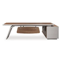 HUGO Executive Office Desk + Left Return - 240cm - Walnut + Ivory(Hugo Executive Office Desk Left Return 240cm Walnut Ivorie) -Modern Furniture MF 44MHR007 008Left 800