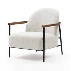 KAZANLounge Chair - Off White, Walnut & Black(Kazan Lounge Chair Cream Walnut Black) -Modern Furniture MS PCR027 1312 B 1000