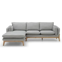 BRONTE 3 Seater Sofa With Left Chaise - Light Grey & Oak(Bronte 3 Seater Sofa With Left Chaise Cream) -Modern Furniture MS SF406 1250 L A 1000