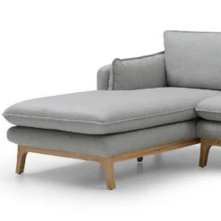 BRONTE 3 Seater Sofa With Left Chaise - Light Grey & Oak(Bronte 3 Seater Sofa With Left Chaise Cream) -Modern Furniture MS SF406 1250 L Bcloseup2 1000jpg