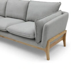 BRONTE 3 Seater Sofa With Left Chaise - Light Grey & Oak(Bronte 3 Seater Sofa With Left Chaise Cream) -Modern Furniture MS SF406 1250 L D 1000
