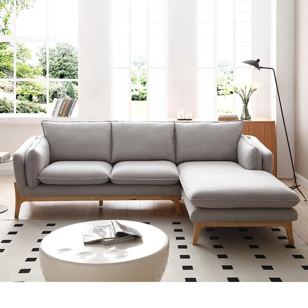 BRONTE 3 Seater Sofa With Right Chaise - Light Grey & Oak(Bronte 3 Seater Sofa With Right Chaise Light Grey) 4 BRONTE 3 Seater Sofa With Right Chaise - Light Grey & Oak(Bronte 3 Seater Sofa With Right Chaise Light Grey) - Image 2