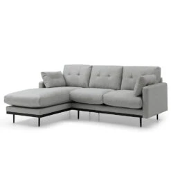 HAVANA 3 Seater Sofa With Left Chaise - Light Grey & Black(Havana 3 Seater Sofa With Left Chaise Light Grey)