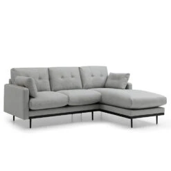 HAVANA 3 Seater Sofa With Right Chaise - Light Grey & Black(Havana 3 Seater Sofa With Right Chaise Light Grey)