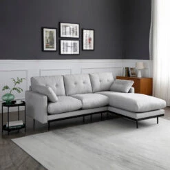HAVANA 3 Seater Sofa With Right Chaise - Light Grey & Black(Havana 3 Seater Sofa With Right Chaise Light Grey) -Modern Furniture MS SF408 1250 RLifestyle1 1000