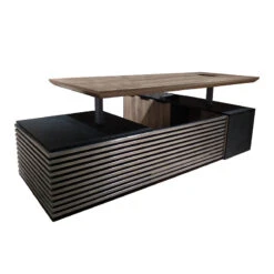 PHOENIX 2.0 - Sit Stand Electric Lift Executive Desk With Left Return 2.8m - Warm Oak & Black(Copy Of Phoenix 2 0 Sit Stand Electric Lift Executive Office Desk With Left Return 2 8m) -Modern Furniture N2801LIFTLeft 800 0dd4b055 56e6 49ce 9771 4f6b2437a092