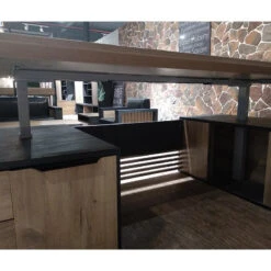 PHOENIX 2.0 - Sit Stand Electric Lift Executive Desk With Left Return 2.8m - Warm Oak & Black(Copy Of Phoenix 2 0 Sit Stand Electric Lift Executive Office Desk With Left Return 2 8m) -Modern Furniture N2801 3copy