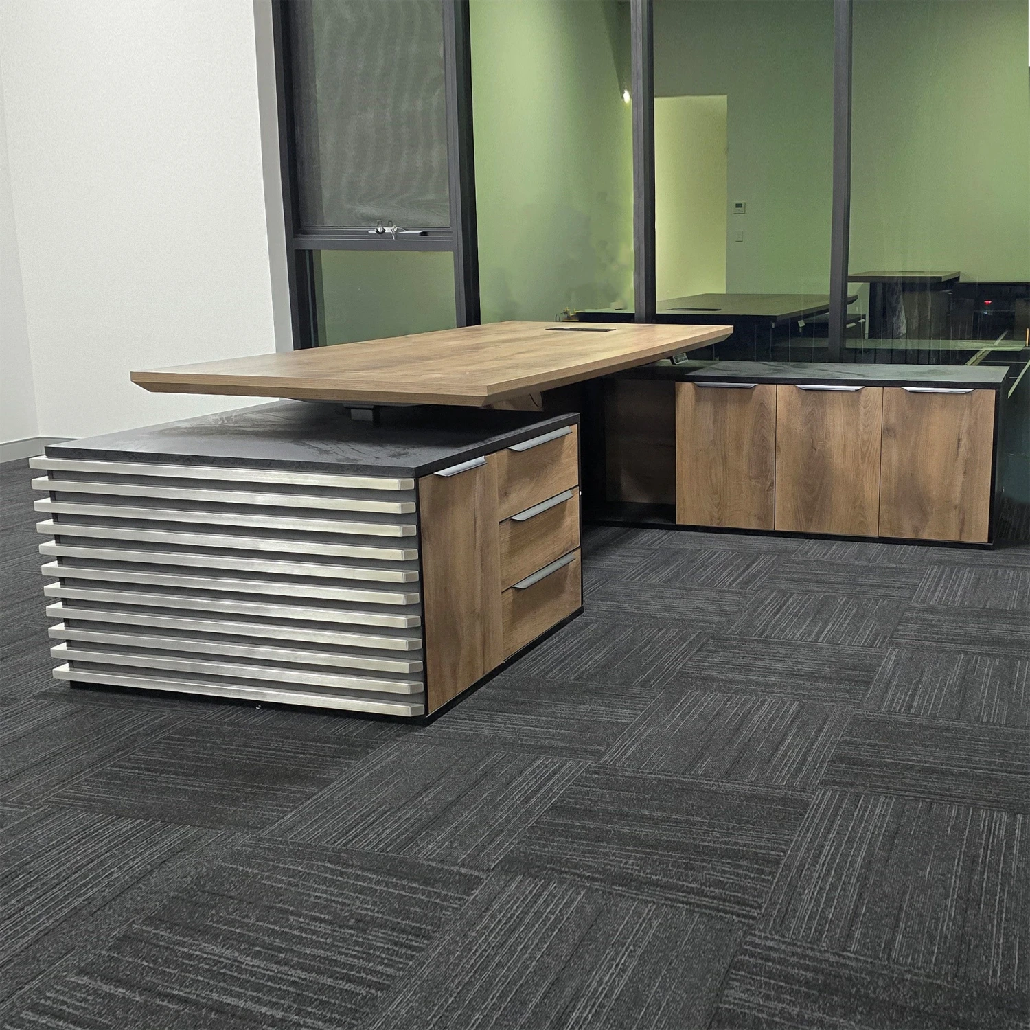 PHOENIX Executive Desk With Right Return 2.8M - Warm Oak & Black(Phoenix Executive Desk With Right Return 2 8m Mahogany Black) 9 PHOENIX Executive Desk With Right Return 2.8M - Warm Oak & Black(Phoenix Executive Desk With Right Return 2 8m Mahogany Black) - Image 7