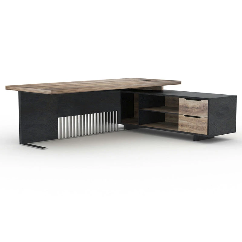 DAXTON Executive Desk With Right Return 2.4M - Warm Oak & Black(Daxton Executive Desk With Right Return 2 4m Mahogany Black) 5 DAXTON Executive Desk With Right Return 2.4M - Warm Oak & Black(Daxton Executive Desk With Right Return 2 4m Mahogany Black) - Image 3