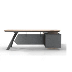 EASTON Executive Desk With Left Return 2.2-2.4m - Warm Oak & Black(Easton Executive Desk With Left Return 2 2m Mahogany Black 1) -Modern Furniture N2805Left 800