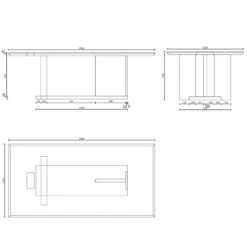 ZEA Boardroom Table 2.4M - Warm Oak & Black(Zea Boardroom Table Mahogany Color) -Modern Furniture N2810dimensins 800