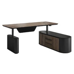 LUCA Sit & Stand Executive Desk With Electric Lift And Reversible Return 240cm - Warm Oak(Luca Sit Stand Executive Desk With Electric Lift And Reversible Return 240cm Warm Oak) -Modern Furniture N603 20250107 4 Right 1000