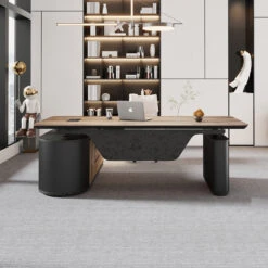 LUCA Sit & Stand Executive Desk With Electric Lift And Reversible Return 240cm - Warm Oak(Luca Sit Stand Executive Desk With Electric Lift And Reversible Return 240cm Warm Oak) -Modern Furniture N603 20250121 4 Right 1000