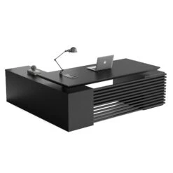 PHOENIX Black Executive Desk With Right Return 2.2M - Black Concrete(Phoenix Black Executive Desk With Right Return 2 2m Black)
