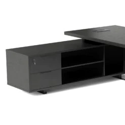 DAXTON Black Executive Desk With Left Return 2.4M - Black Concrete(Daxton Black Executive Desk With Left Return 2 4m Black) -Modern Furniture NB2802 L 2 Return 2000