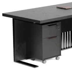 AFTAN Black Executive Desk With Pedestal & Right Mobile Return 180cm - Black Concrete(Aftan Black Executive Desk With Pedestal Right Mobile Return 180cm Black) 28 AFTAN Black Executive Desk With Pedestal & Right Mobile Return 180cm - Black Concrete(Aftan Black Executive Desk With Pedestal Right Mobile Return 180cm Black) -Modern Furniture NB2806 RDraer 2000