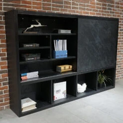 DAXTON Display Unit 2.4M - Black Concrete(Daxton Display Unit 2 4m Black) -Modern Furniture NS2810 BLK angle2 1000