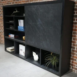 DAXTON Display Unit 2.4M - Black Concrete(Daxton Display Unit 2 4m Black) -Modern Furniture NS2810 BLK angle 1000