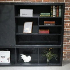 DAXTON Display Unit 2.4M - Black Concrete(Daxton Display Unit 2 4m Black) -Modern Furniture NS2810 BLK closeup 1000