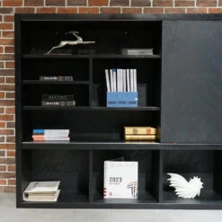 DAXTON Display Unit 2.4M - Black Concrete(Daxton Display Unit 2 4m Black) -Modern Furniture NS2810 BLK closeup2 1000
