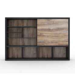DAXTON Display Unit 2.4M - Warm Oak & Black(Daxton Display Unit 2 4m Mahogany Black)