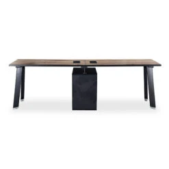 ARTO 2 People Workstation Desk 1 Cabinet2.4M - Warm Oak & Black(Arto 2 People Workstation Desk With 1 Cabinetc 2 40m Mahogany Black) -Modern Furniture NW01003copy