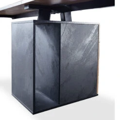 ARTO 2 People Workstation Desk 1 Cabinet2.4M - Warm Oak & Black(Arto 2 People Workstation Desk With 1 Cabinetc 2 40m Mahogany Black) -Modern Furniture NW01007copy