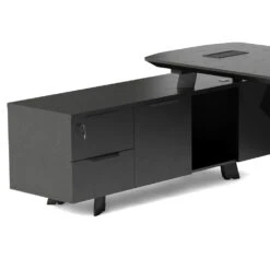 ARTO Black Executive Office Desk With Reversible Return 180-200cm - Black Concrete(Arto Black Executive Office Desk With Reversible Return 180 200cm Black) -Modern Furniture NWB001 LReturn 2000