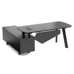 ARTO Black Executive Office Desk With Reversible Return 180-200cm - Black Concrete(Arto Black Executive Office Desk With Reversible Return 180 200cm Black) -Modern Furniture NWB001 R 2 2000