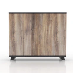 HALDIS Credenza 160cm - Warm Oak & Black(Haldis Credenza Low Cabinet Mahogany Colour)