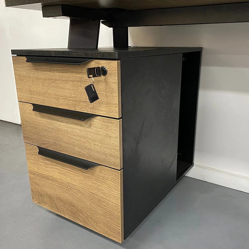 ARTO Single Workstation Desk With Left Cabinet 1.2M - Warm Oak & Black(Arto Single Workstation Desk With Left Return 1 2m Mahogany Black) 13 ARTO Single Workstation Desk With Left Cabinet 1.2M - Warm Oak & Black(Arto Single Workstation Desk With Left Return 1 2m Mahogany Black) - Image 11