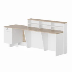 HELMER Reception Desk 2.4M Right Panel - Oak & White(Helmer Reception Desk Right Panel 240x65x105) -Modern Furniture New White drawers Panel 1000