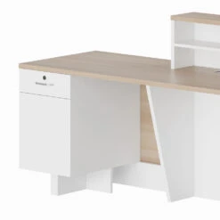 HELMER Reception Desk 2.4M Right Panel - Oak & White(Helmer Reception Desk Right Panel 240x65x105) -Modern Furniture New White drawers Panel Drawer Left 1000