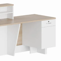 HELMER Reception Desk 2.4M Left Panel - Oak & White(Helmer Reception Desk 2 4m Left Panel White) 15 HELMER Reception Desk 2.4M Left Panel - Oak & White(Helmer Reception Desk 2 4m Left Panel White) -Modern Furniture New White drawers Panel Drawer Right 1000