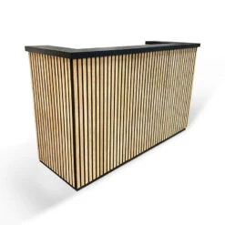 KENTO Reception Desk 180cm - Timber Slat Acoustic Black & Oak(Copy Of Kento Reception Desk 180cm Black Oak)