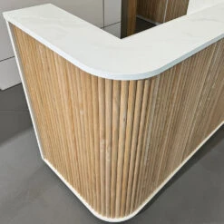 HALO Reception Desk 180cm - Oak & White(Halo Reception Desk 180cm Oak White) -Modern Furniture OakHaloCorner 1000