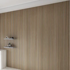 WOODFLEX Flexible Acoustic Wood Slat Wall Panel, Oak Veneer - 2700mm X 600mm(Woodflex Flexible Acoustic Wall Panel Oak Veneer) -Modern Furniture OakWall2 800