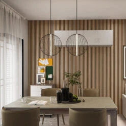 WOODFLEX Flexible Acoustic Wood Slat Panel - 3 Sided Full Wrap Oak Veneer On Black - 2700mm X 600mm(Copy Of Woodflex Flexible Acoustic Wood Slat Wall Panel Oak Veneer 2700mm X 600mm) -Modern Furniture OakWall3 800 281b4114 35b6 4677 a1c9 2a02203795aa